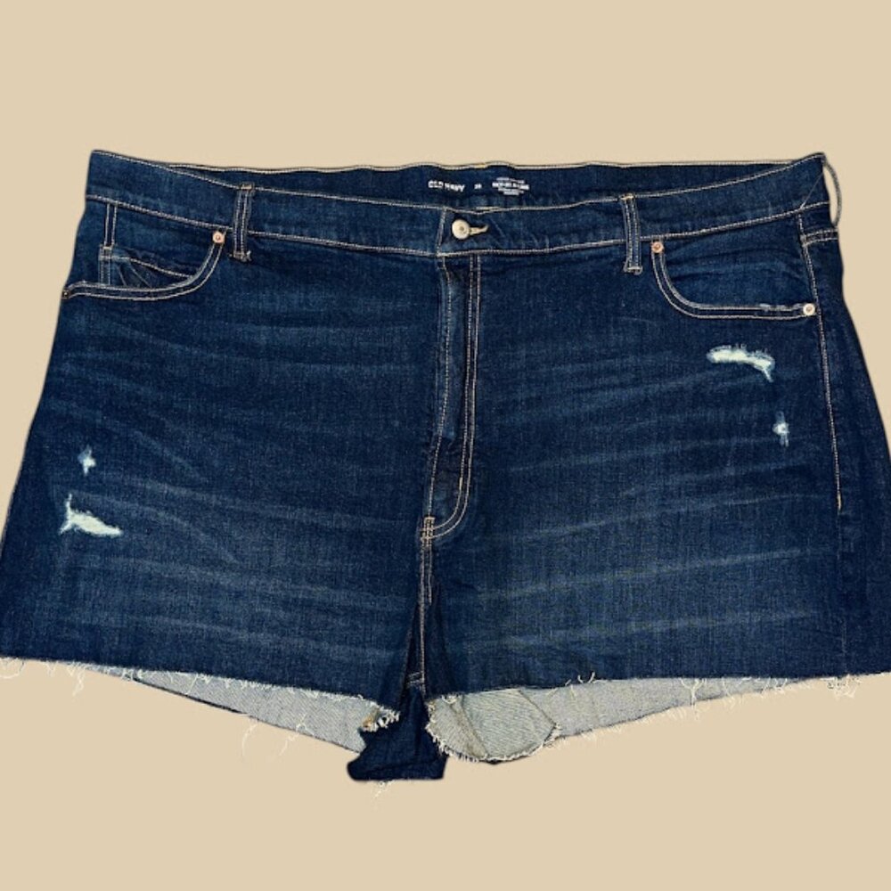 {Plus Size} NWOT~ Old Navy Sky-Hi A-Line Shorts~ Dark Wash~ Size 28 (B22)